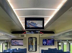 Fitur kereta New Generation : PIDS yang menampilkan keterangan kecepatan yang sedang ditempuh, suhu ruangan kereta, informasi stasiun terdekat dengan tampilan yang lebih modern. Ada pula CCTV, dan layar monitor penunjuk informasi yang lain seperti Costumer Service on Train (CSOT)